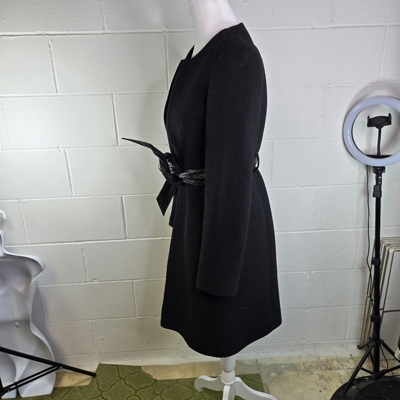 J. CREW black wool blend minimalist belted long coat - Picture 9 of 12